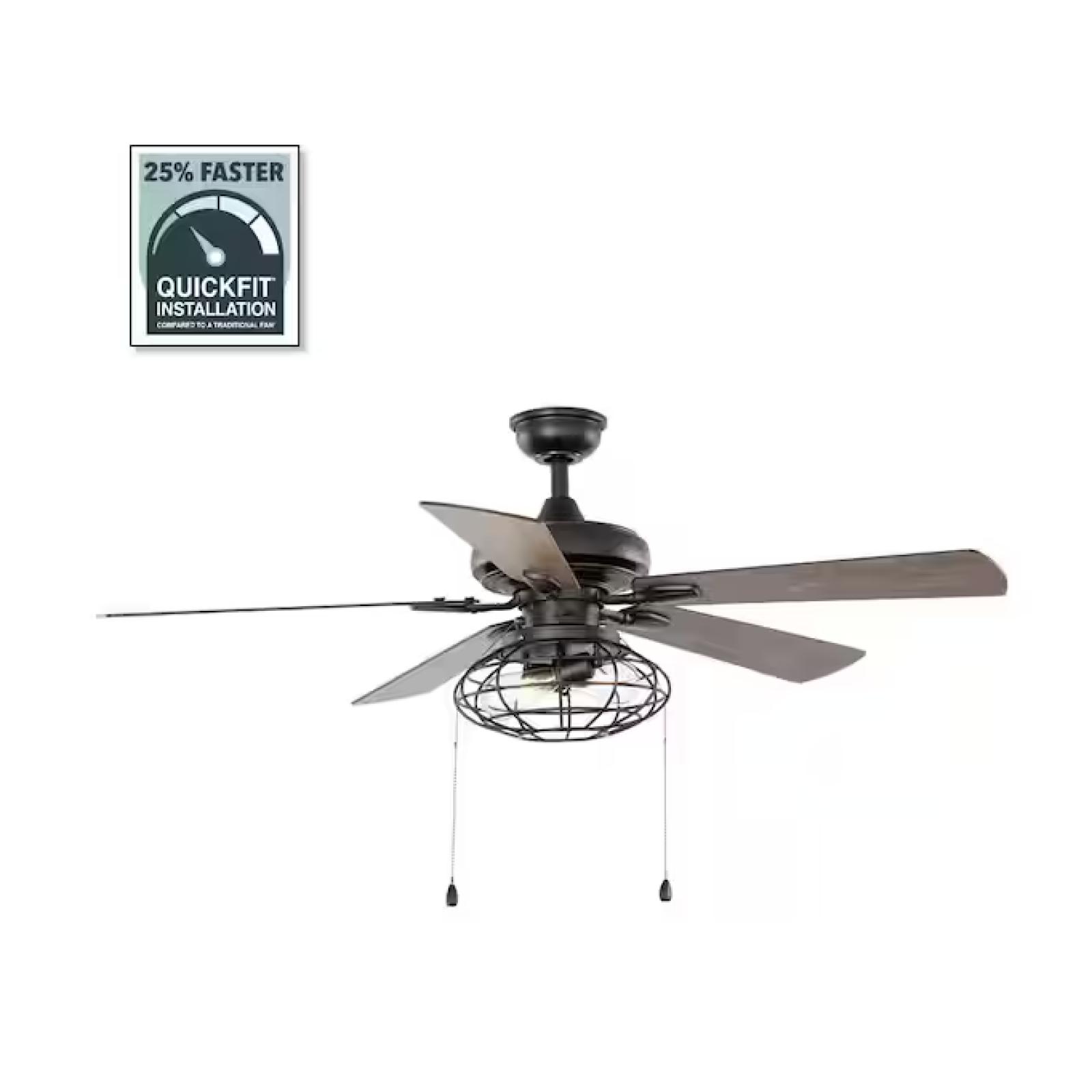 DALLAS LOCATION - Ellard 52 in. LED Indoor Matte Black Ceiling Fan with Light PALLET -(25 UNITS)