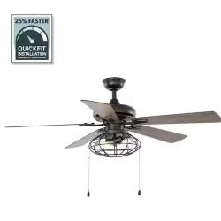 DALLAS LOCATION - Ellard 52 in. LED Indoor Matte Black Ceiling Fan with Light PALLET -(25 UNITS)