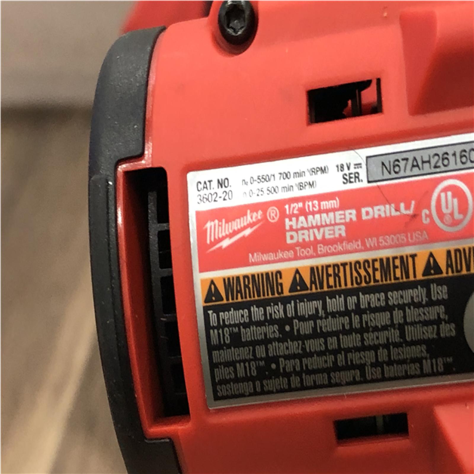 AS-IS Milwaukee 18V Lithium-Ion Brushless Cordless 1/2 in. Compact Hammer Drill/Driver Kit