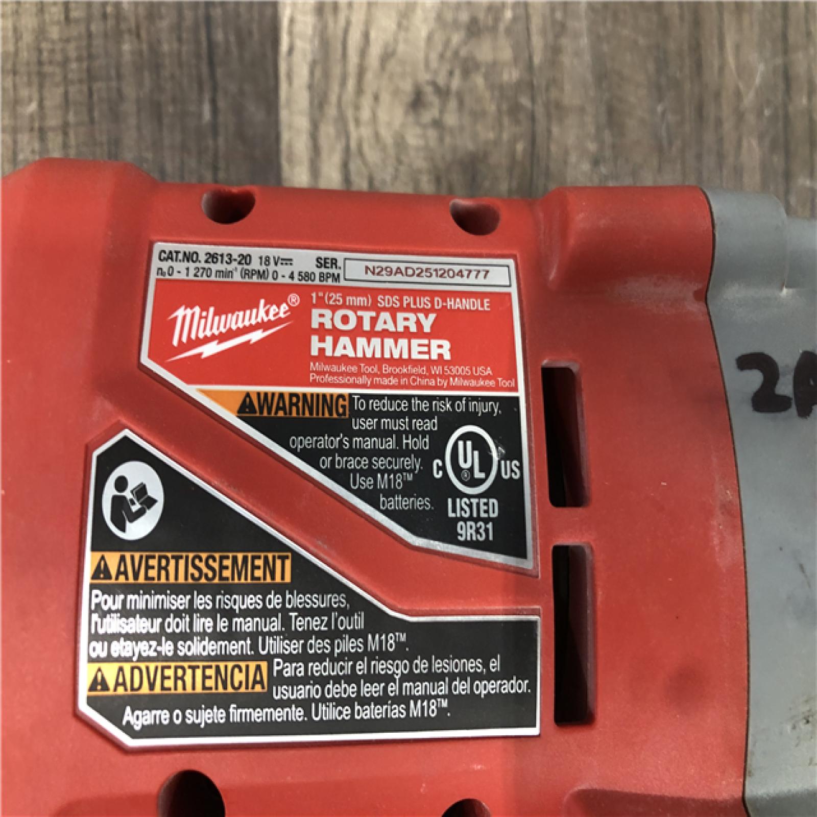 AS-IS Milwaukee 18V Lithium-Ion Brushless Cordless 1 in. SDS-Plus D-Handle Rotary Hammer (Tool-Only)