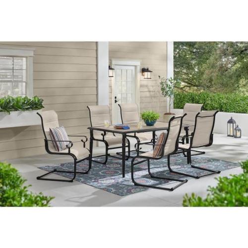 Phoenix LIKE NEW Hampton Bay Glenridge Falls 7-Piece Metal Padded Sling Rectangular Outdoor Dining Set in Putty Beige