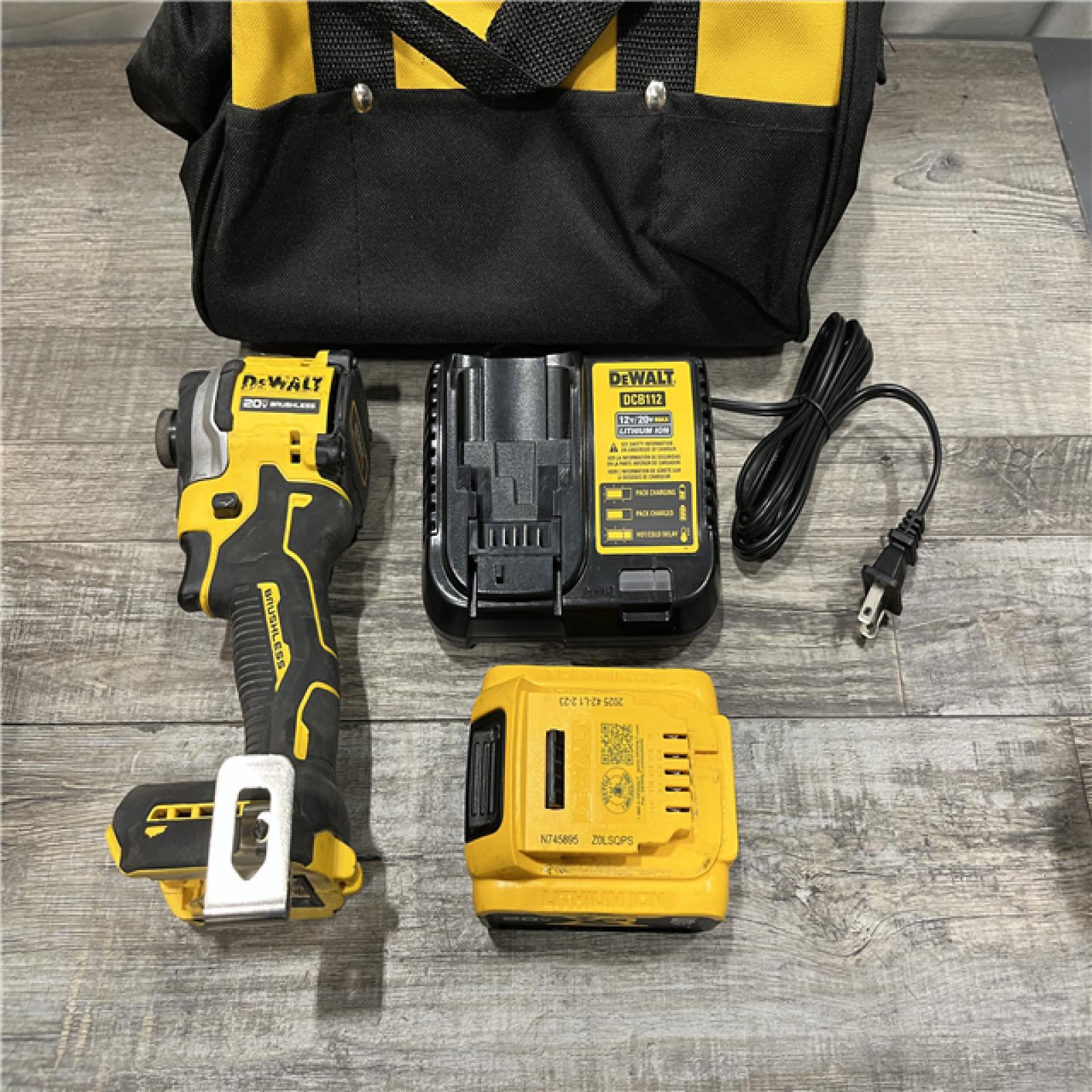 AS-IS DEWALT ATOMIC 20V MAX Lithium-Ion Cordless 1/4 in. Brushless Impact Driver Kit