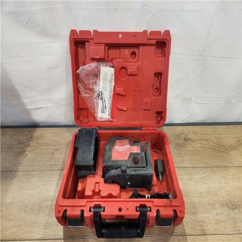 AS-IS- Milwaukee Green 100 ft. Cross Line and Plumb Points Rechargeable Laser Level Kit