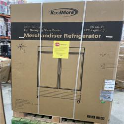 DALLAS LOCATION - Koolmore 53 in. Commercial Merchandiser Refrigerator with 2-Swinging Glass Doors  45 cu. ft and LED Lighting in Black.