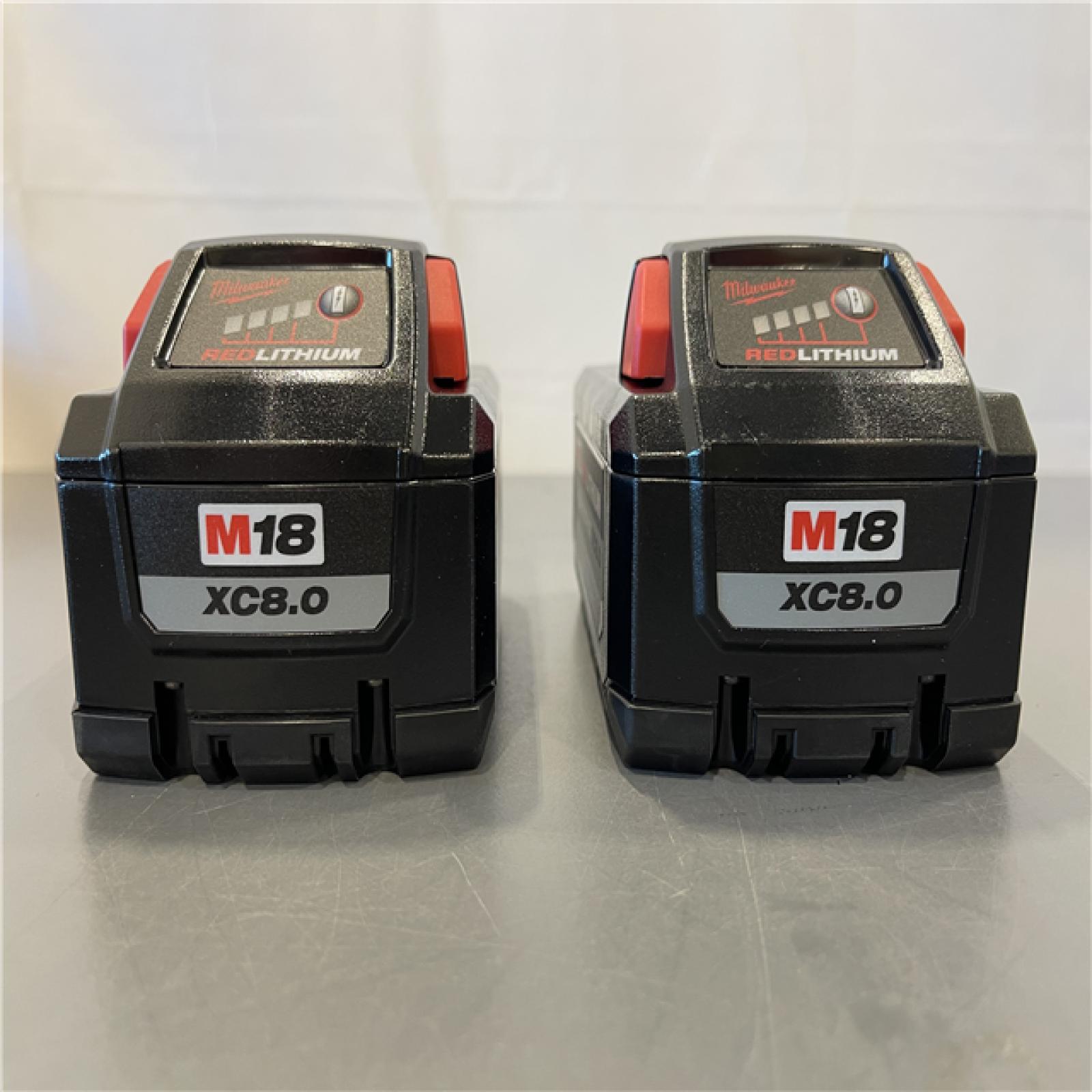 AS-IS - M18 18V Lithium-Ion Dual Bay Rapid Battery Charger W/ (2) 8Ah HIGH OUTPUT Batteries