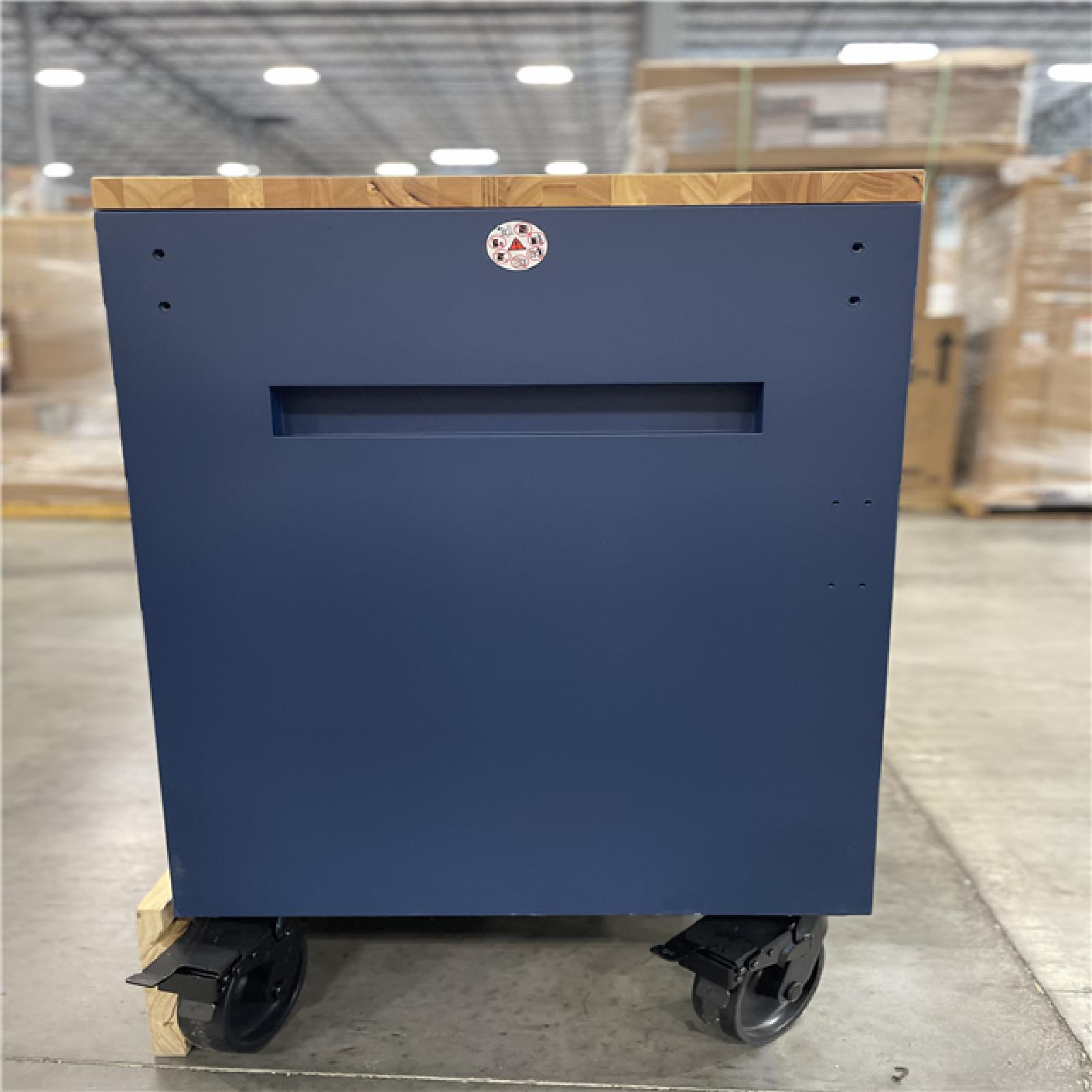 DALLAS LOCATION- AS-IS HUSKY Heavy Duty 84 in. W x 24 in. D 22 drawer Matte Blue Mobile Workbench