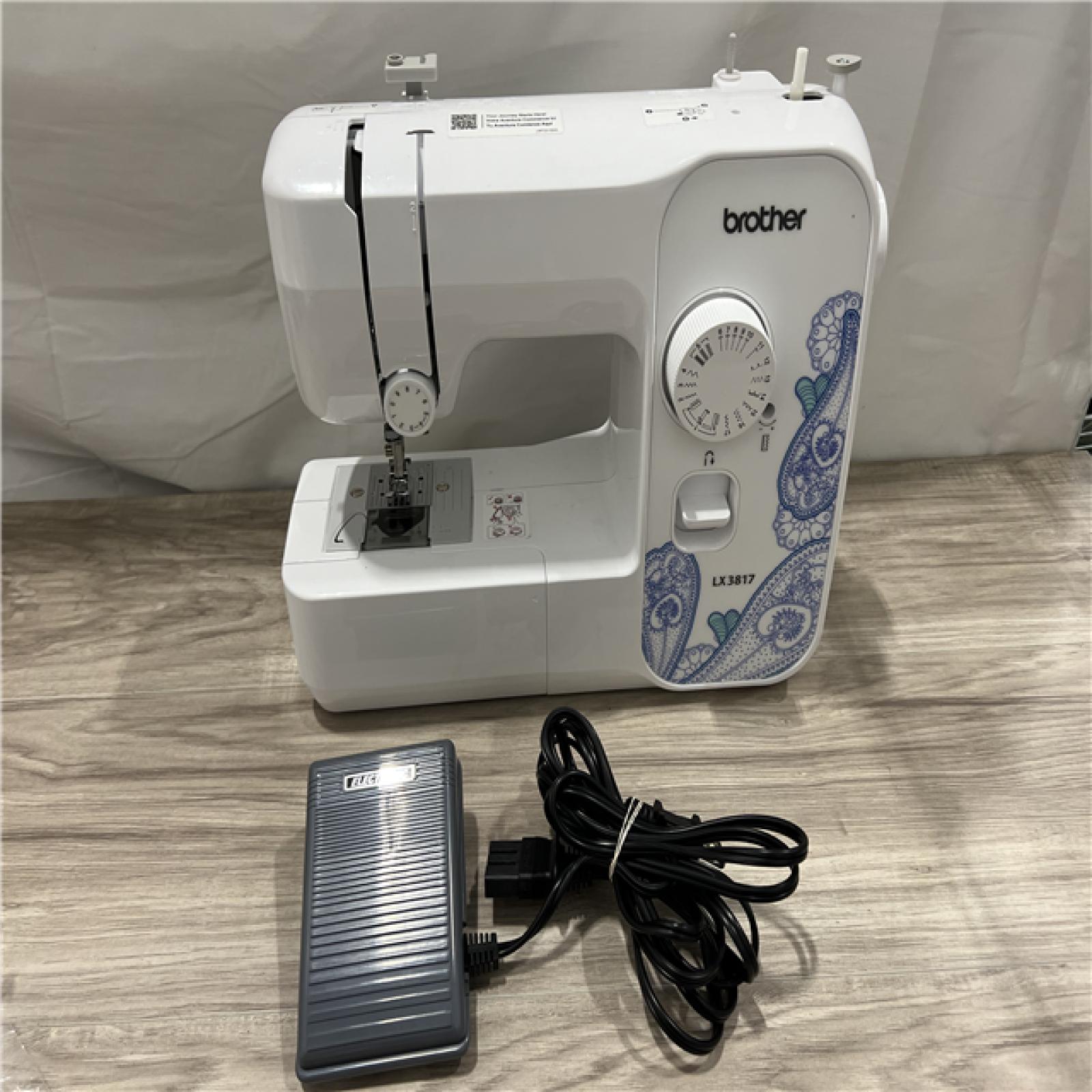 AS-IS Brother LX3817 Reliable Beginner Full-Size Sewing Machine with 17 Built-In Stitches - White