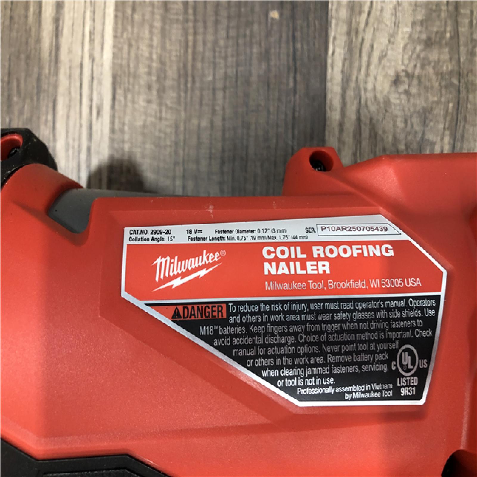 AS-IS Milwaukee  FUEL 18-Volt Lithium-Ion Brushless Cordless Coil Roofing Nailer (Tool Only)