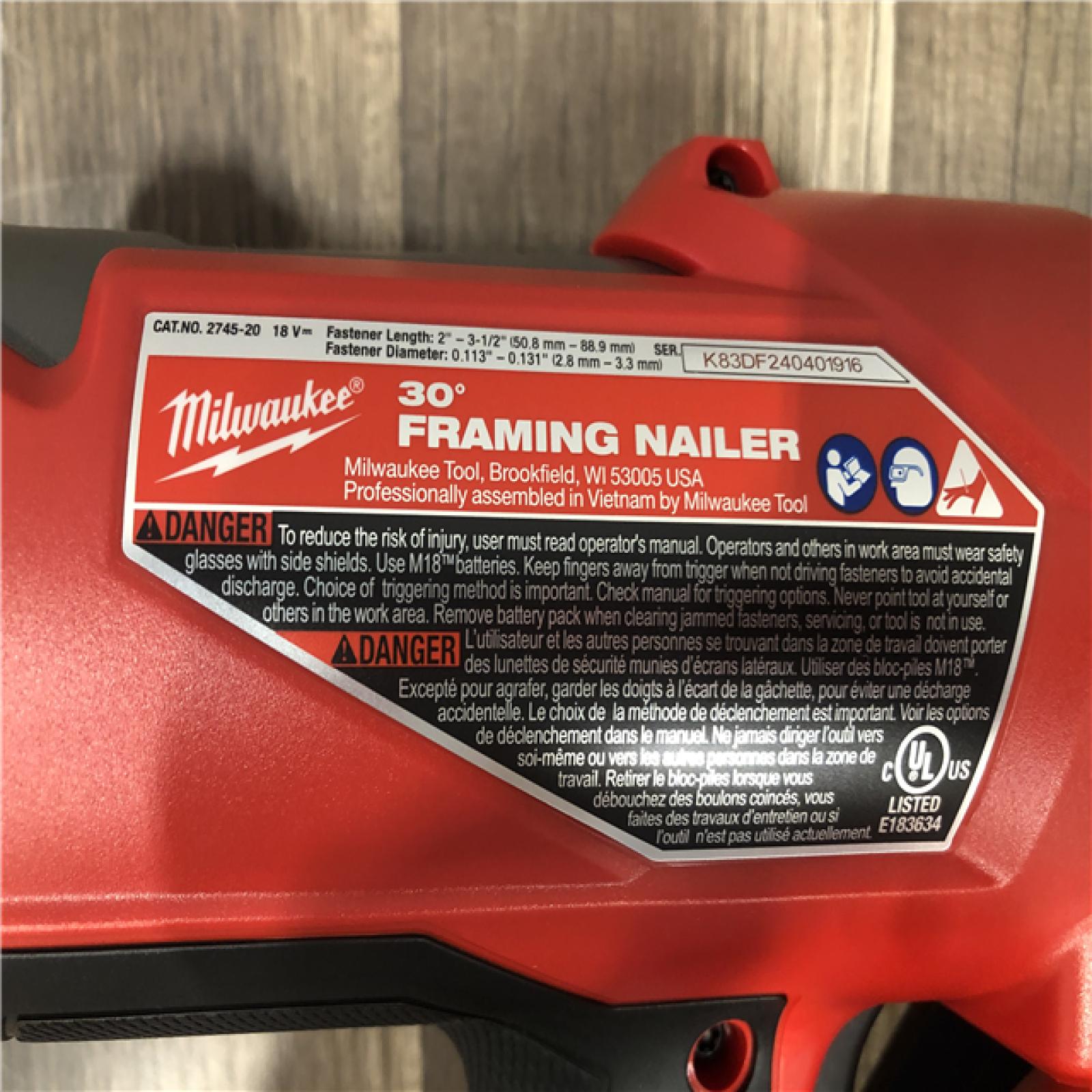 AS-IS Milwaukee FUEL 3-1/2 in. 18-Volt 30-Degree Lithium-Ion Brushless Cordless Framing Nailer (Tool-Only)