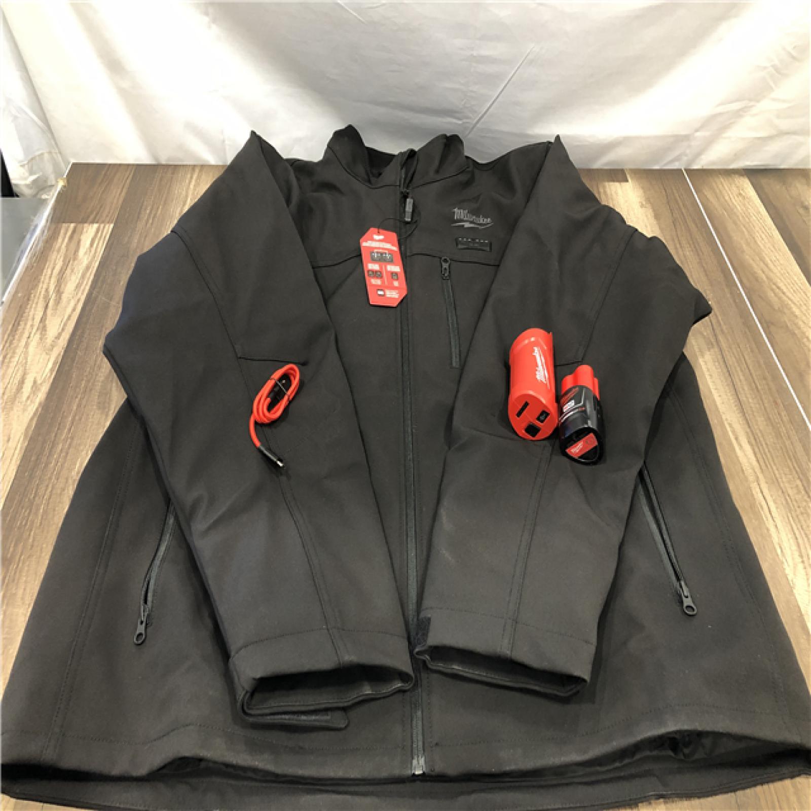 AS-IS Milwaukee Men's 2X-Large 12-Volt Lithium-Ion Cordless Tough Shell Black Heated Jacket with