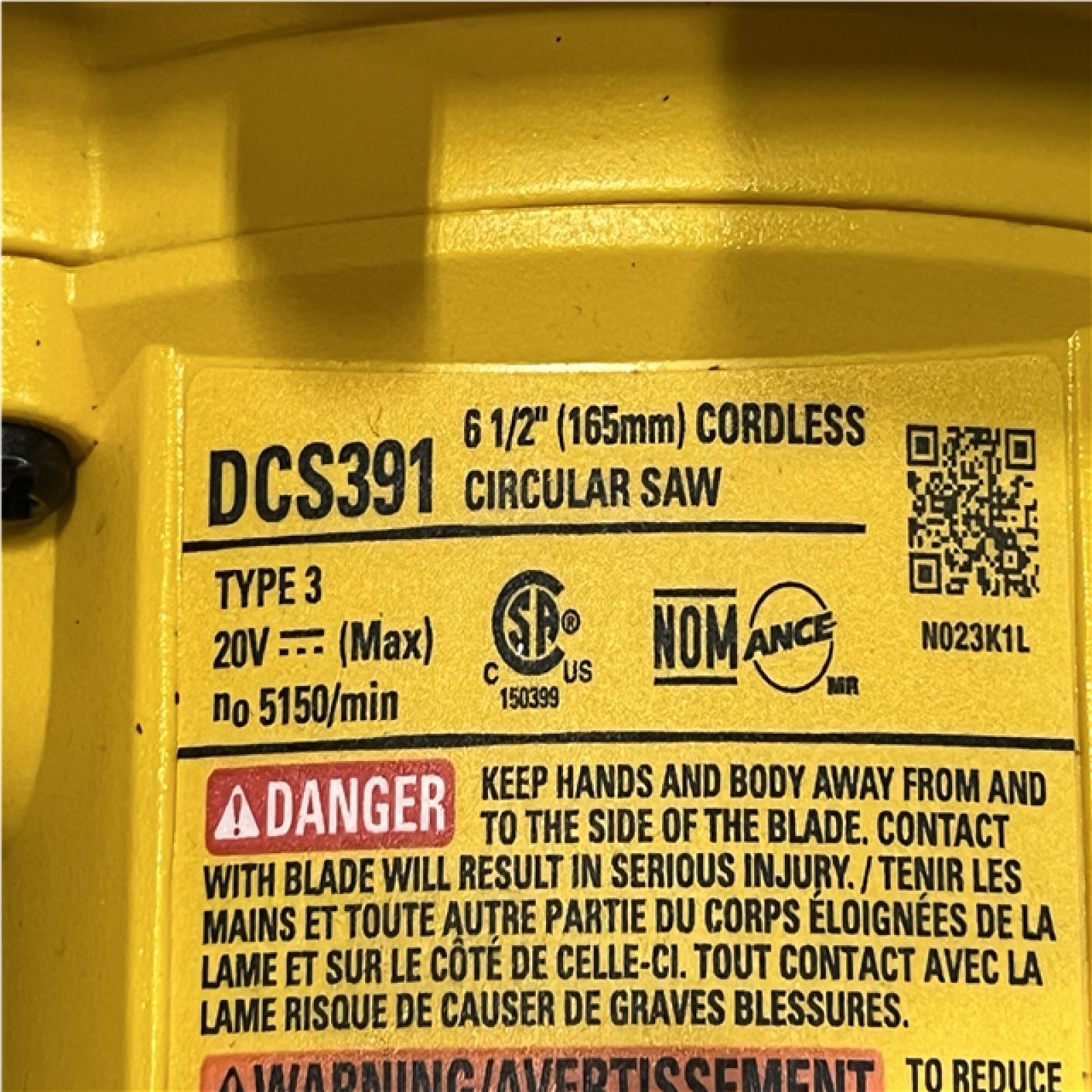 AS-IS DEWALT 20-Volt MAX Lithium-Ion Cordless 6-1/2 in. Circular Saw (Tool-Only)
