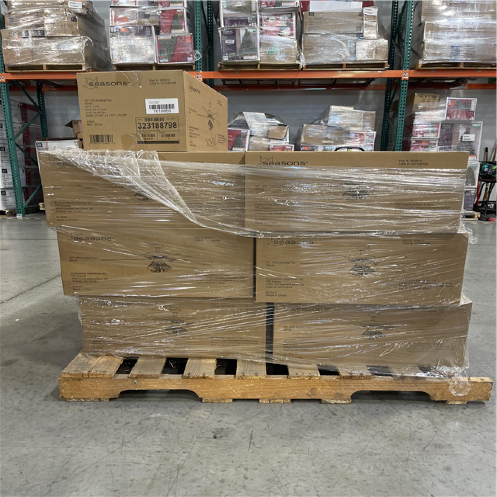 DALLAS LOCATION- SEASONS 52IN. CEILING FAN WHITE Pallet (19 UNITS)
