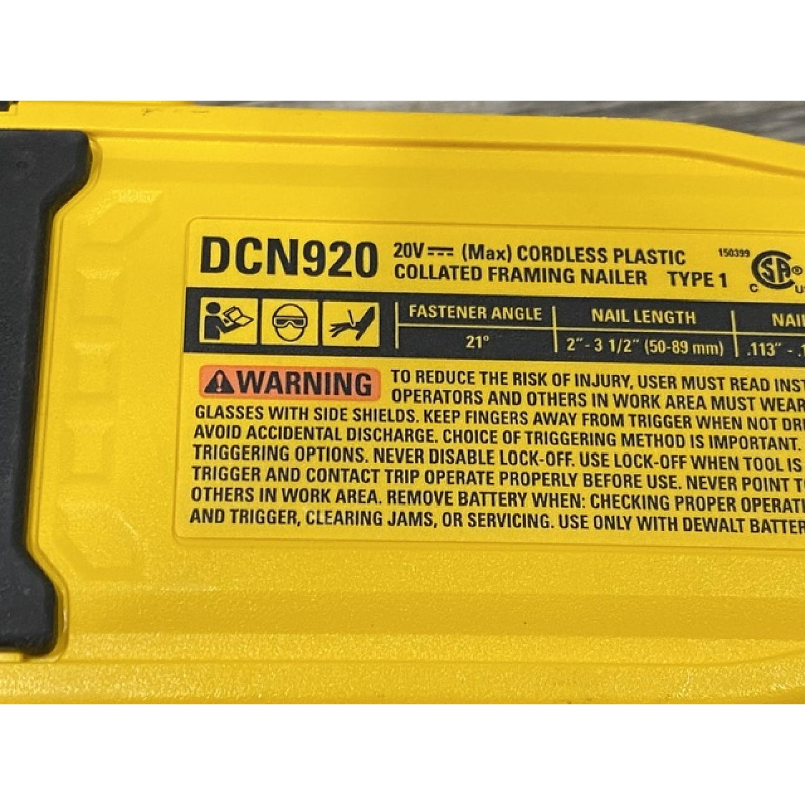 AS-IS DEWALT 20-Volt 21° Cordless Framing Nailer (Tool-Only)