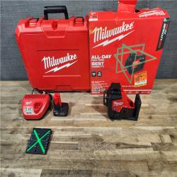 HOUSTON LOCATION - AS-IS (APPEARS LIKE NEW) Milwaukee-3632-21 M12 Green Beam Laser 360° 3-Plane Kit