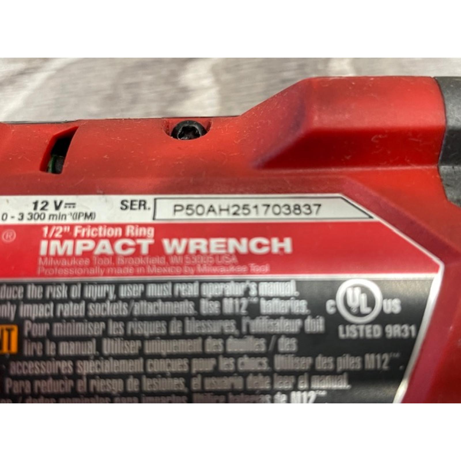 AS-IS Milwaukee FUEL 12V Lithium-Ion Brushless Cordless Stubby 1/2 in. Impact Wrench (Tool-Only)