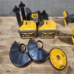 HOUSTON LOCATION - AS-IS (2) DeWalt Flexvolt 60V Max Cordless Grinder  4.5 in; 6 in  Kit  W/ (2) 9.0AH BATTERY & CHARGER