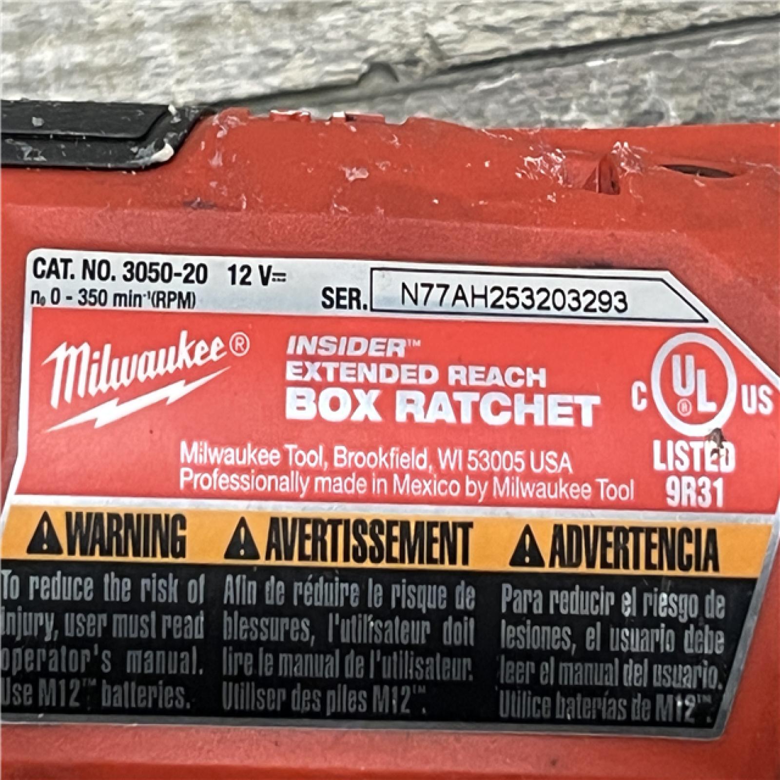 AS-IS Milwaukee FUEL INSIDER 12V Lithium-Ion Brushless Cordless 1/4 in. - 3/8 in. Extended Reach Box Ratchet (Tool-Only)
