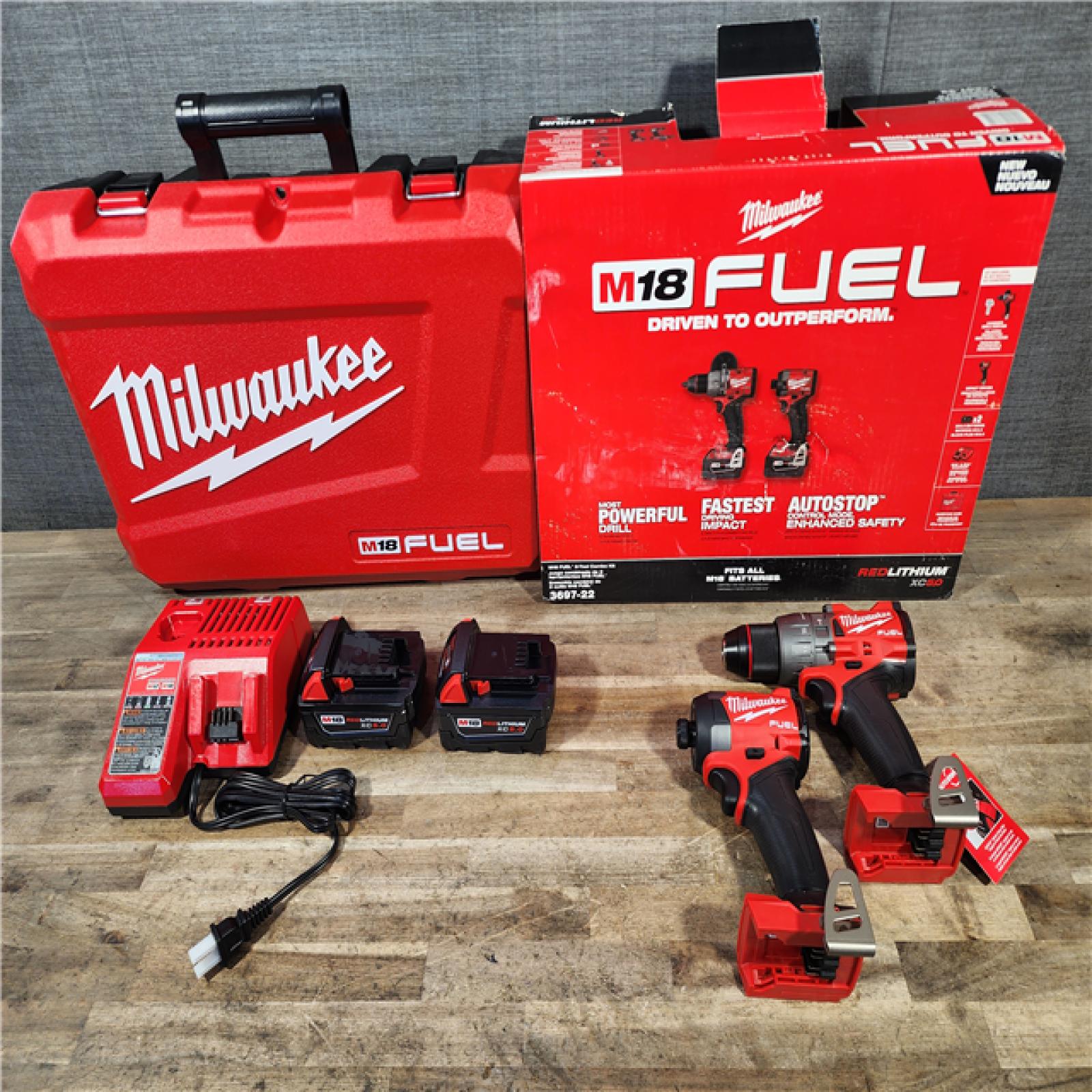 HOUSTON LOCATION - AS-IS (APPEARS LIKE NEW) Milwaukee FUEL 18V Lithium-Ion Brushless Cordless Hammer Drill and Impact Driver Combo Kit