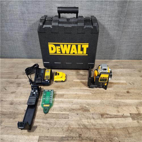 HOUSTON LOCATION - AS-IS DEWALT 12V MAX Lithium-Ion 100 ft. Green Self-Leveling 3-Beam 360 Degree Laser Level with 2.0Ah Battery  Charger and Case