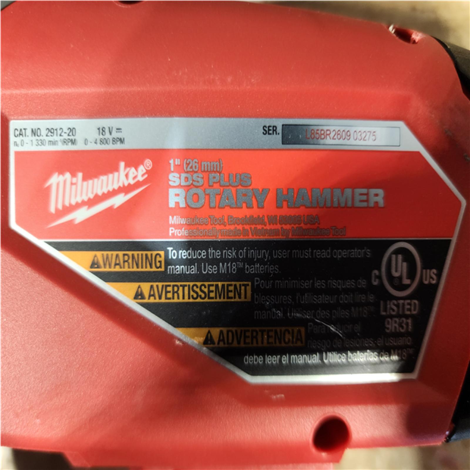 HOUSTON LOCATION - AS - IS Milwaukee  FUEL 18V Lithium-Ion Brushless Cordless 1 in. SDS-Plus Rotary Hammer (Tool-Only)