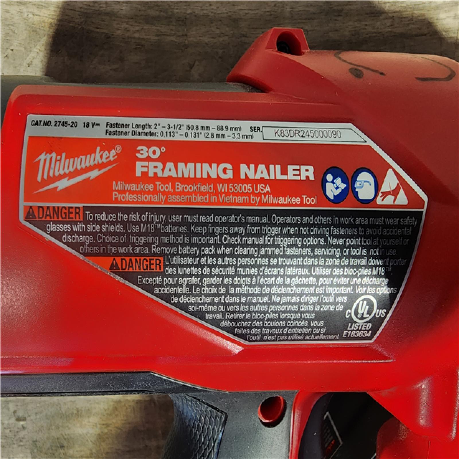 HOUSTON LOCATION - AS-IS M18 FUEL 3-1/2 in. 18-Volt 30-Degree Lithium-Ion Brushless Cordless Framing Nailer (Tool-Only)