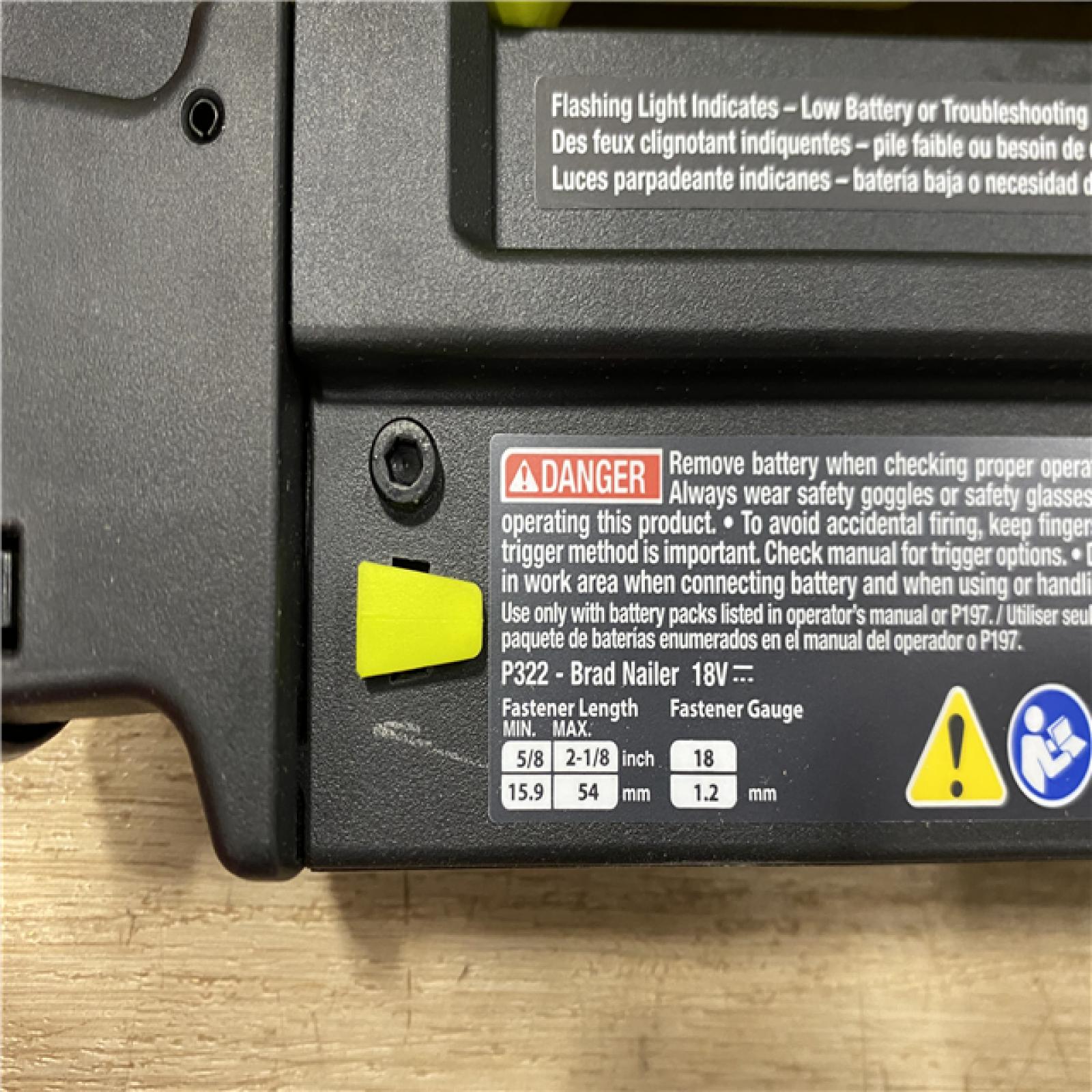 AS-IS RYOBI ONE+ HP 18V 18-Gauge Brushless Cordless AirStrike Brad Nailer (Tool Only)