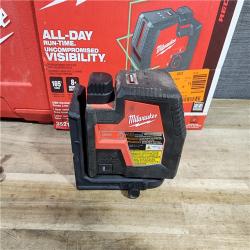 HOUSTON LOCATION - AS-IS MILWAUKEE 100 Ft. REDLITHIUM Lithium-Ion USB Green Rechargeable Cross Line Laser Level with Charger