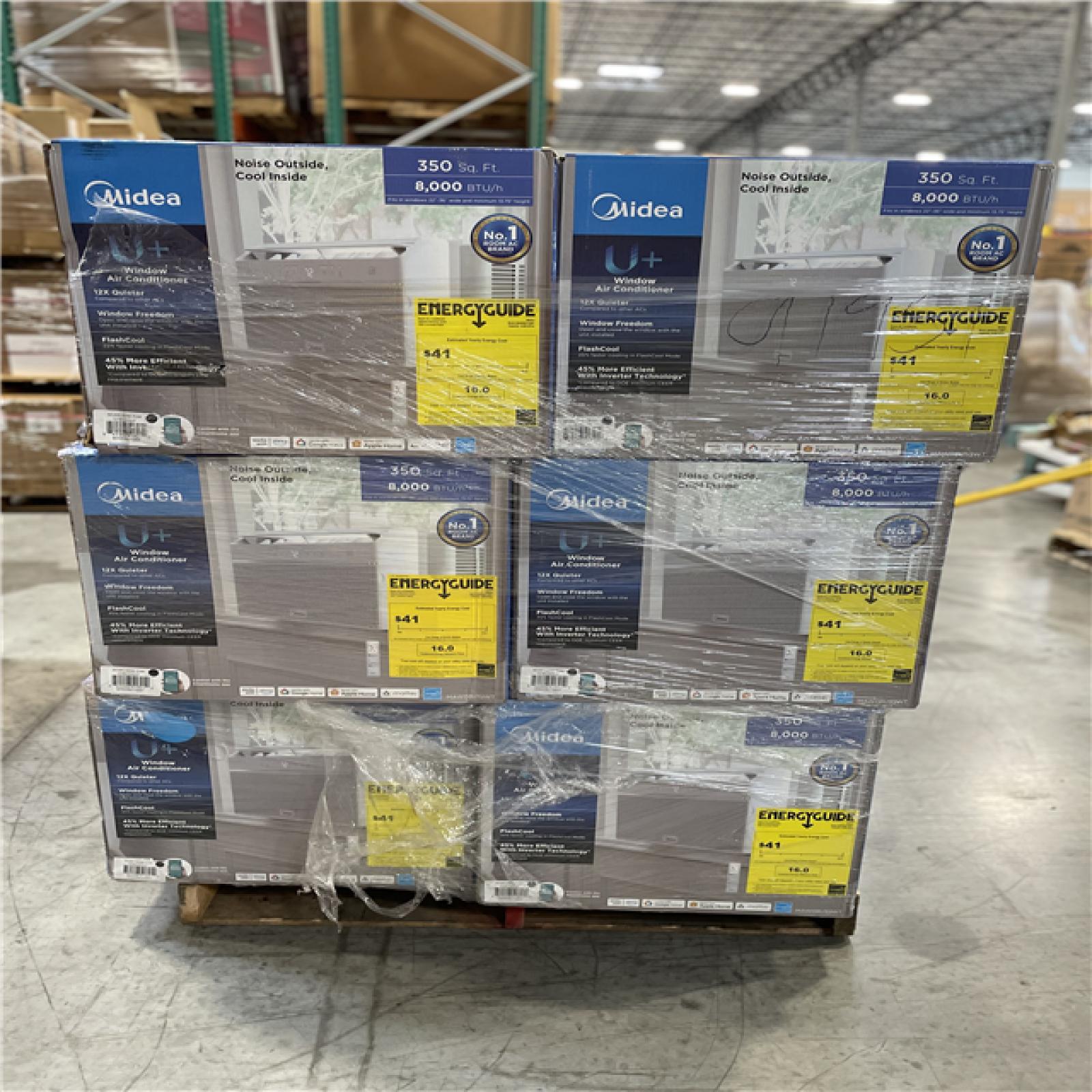 DALLAS LOCATION- NEW!- Midea 8 000 BTU U+ Smart Inverter Window Air Conditioner PALLET (12 UNITS)