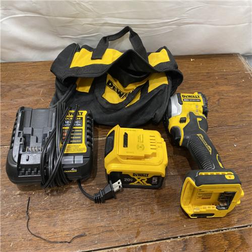 AS-IS DEWALT ATOMIC 20V MAX Lithium-Ion Cordless 1/4 in. Brushless Impact Driver Kit, 5 Ah Battery, Charger, and Bag