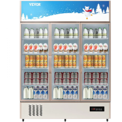 Phoenix AS-IS VEVOR Commercial Refrigerator,Display Fridge Upright Beverage Cooler, Glass Door with LED Light for Home, Store, Gym or Office, (35 cu.ft. Triple Swing Door)