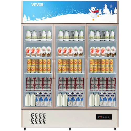Phoenix AS-IS VEVOR Commercial Refrigerator,Display Fridge Upright Beverage Cooler, Glass Door with LED Light for Home, Store, Gym or Office, (35 cu.ft. Triple Swing Door)