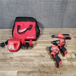 HOUSTON LOCATION - AS-IS MILWAUKEE 3 TOOL COMBO KIT W/ (2) BATTERY & CHARGER