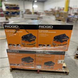 DALLAS LOCATION- NEW! RIDGID 6 Gal. 150 PSI Portable Electric Oil-Free Jobsite Pancake Air Compressor with Dual Pressure Gauges and 2-Quick Couplers PALLET -(12 UNITS)
