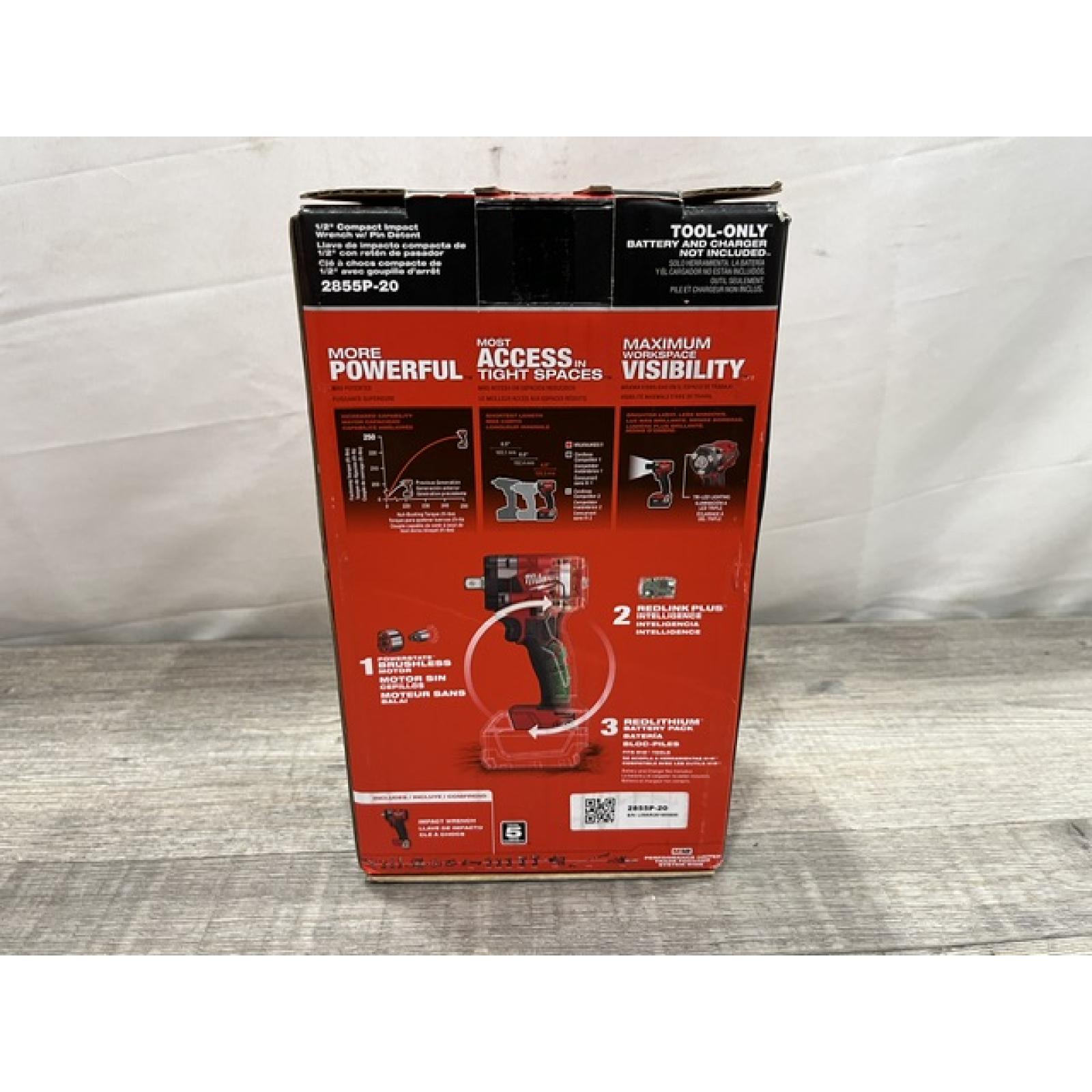 NEW - Milwaukee Cordless Compact Impact Wrench with Pin Detent (Tool-Only)