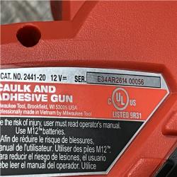 AS-IS Milwaukee 12V Lithium-ion Cordless 20 oz. Aluminum Barrel Adhesive and Caulk Gun Kit