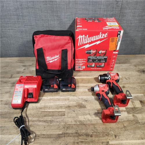 HOUSTON LOCATION - AS-IS Milwaukee 18V Lithium-Ion Brushless Cordless Compact Drill/Impact Combo Kit