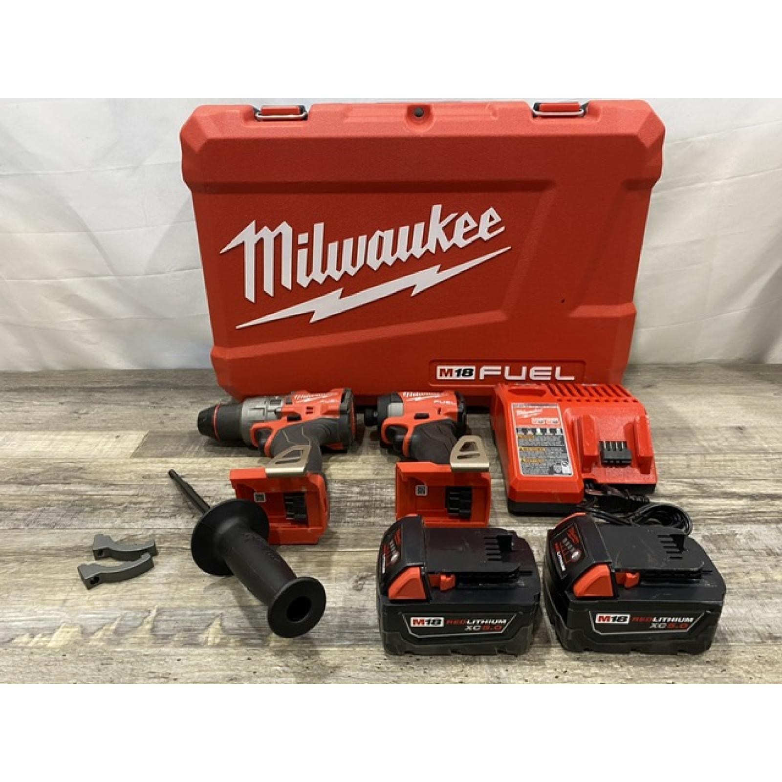 AS-IS Milwaukee FUEL 18V Lithium-Ion Brushless Cordless Hammer Drill and Impact Driver Combo Kit