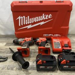 AS-IS Milwaukee FUEL 18V Lithium-Ion Brushless Cordless Hammer Drill and Impact Driver Combo Kit