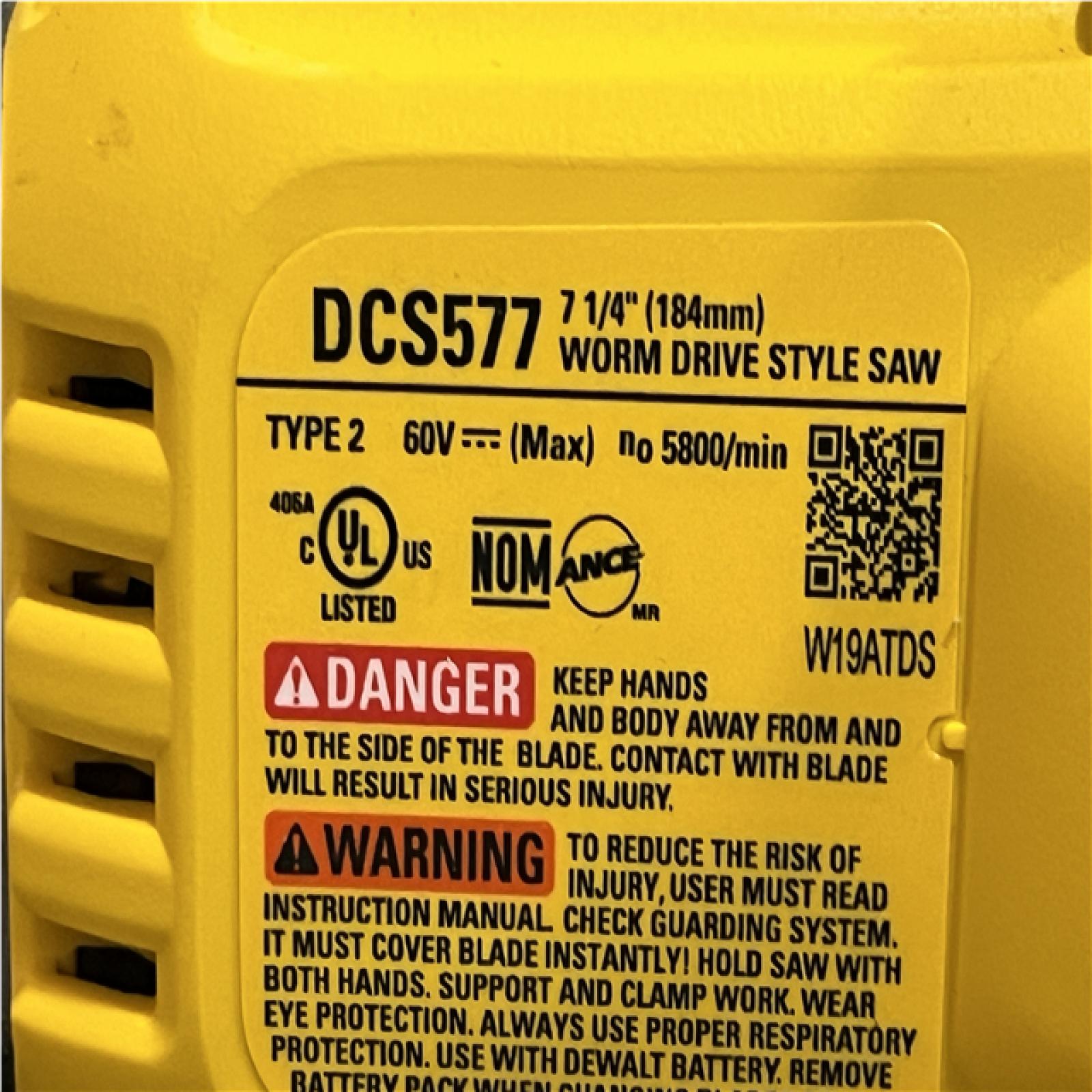 AS-IS DEWALT FLEXVOLT 60V MAX Cordless Brushless 7-1/4 in. Wormdrive Style Circular Saw (Tool Only)