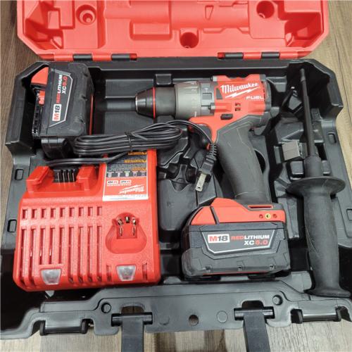 AS-IS  Milwaukee 2904-22 Hammer Drill Driver Kit with Batteries  Charger & Tool Case  Red
