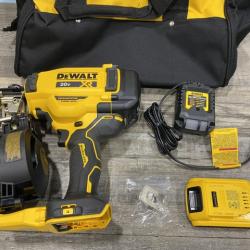 AS-IS DEWALT 20V MAX Lithium-Ion 15-Degree Electric Cordless Roofing Nailer Kit