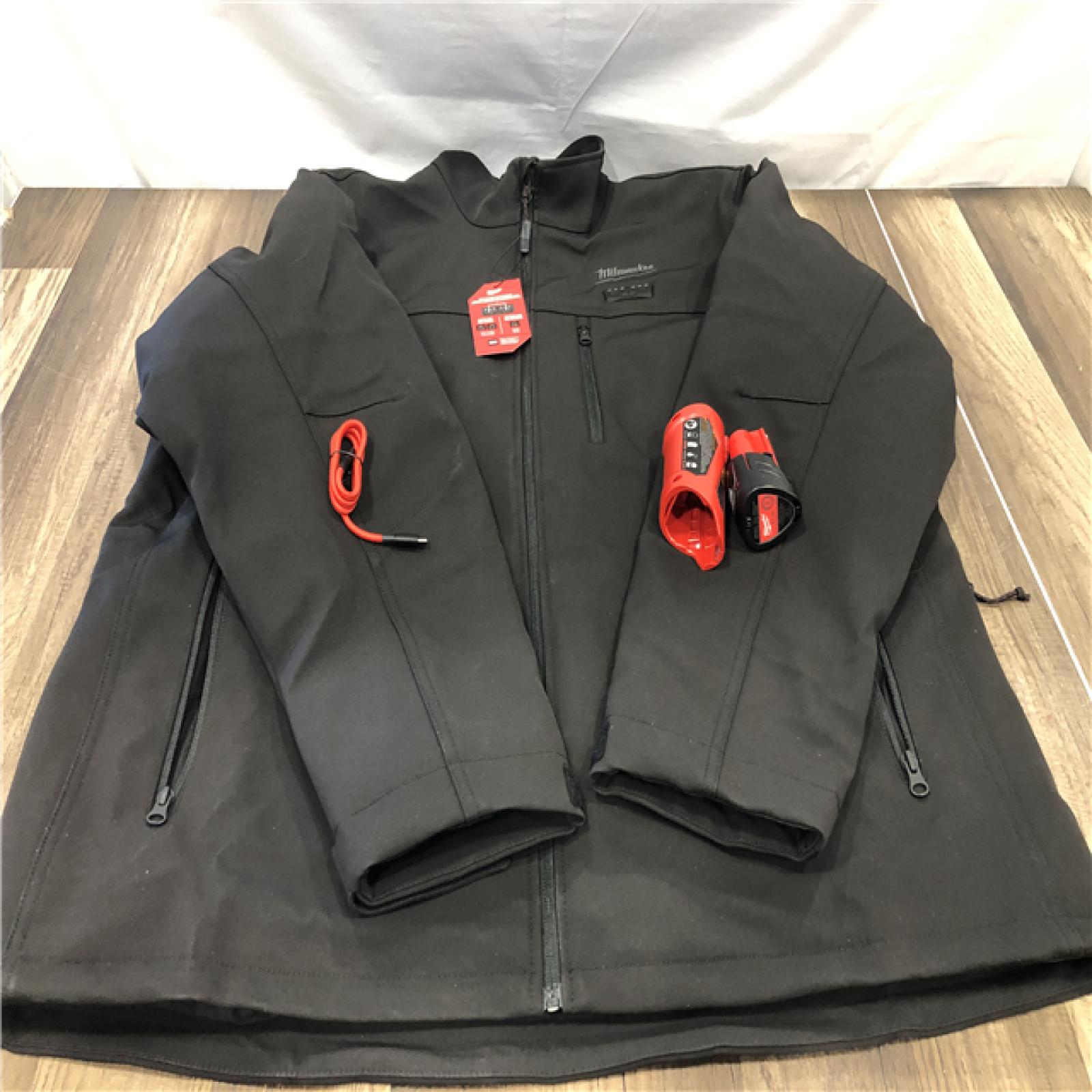 AS-IS Milwaukee Men's 2X-Large 12-Volt Lithium-Ion Cordless Tough Shell Black Heated Jacket with