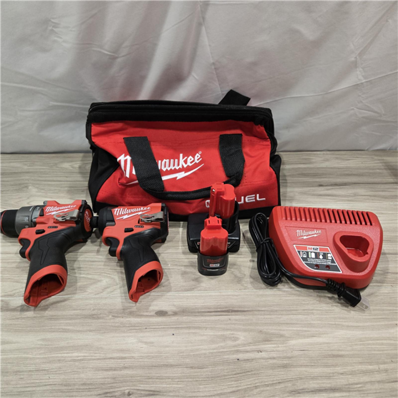 AS-IS Milwaukee 3497-22 12V Hammer Drill and Impact Driver Combo Kit