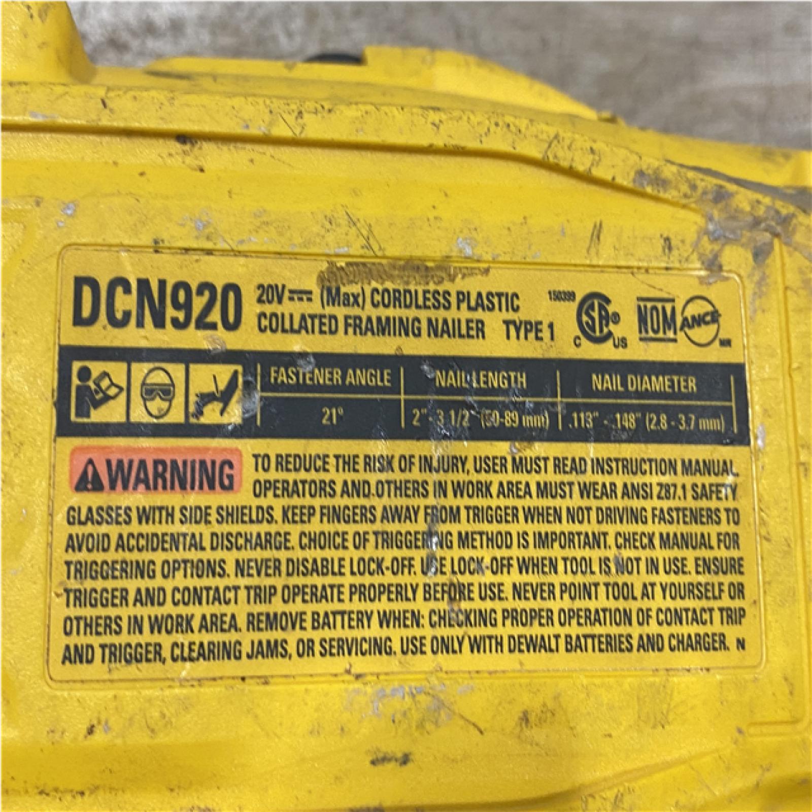 AS-IS DEWALT 20-Volt 21° Cordless Framing Nailer (Tool-Only)