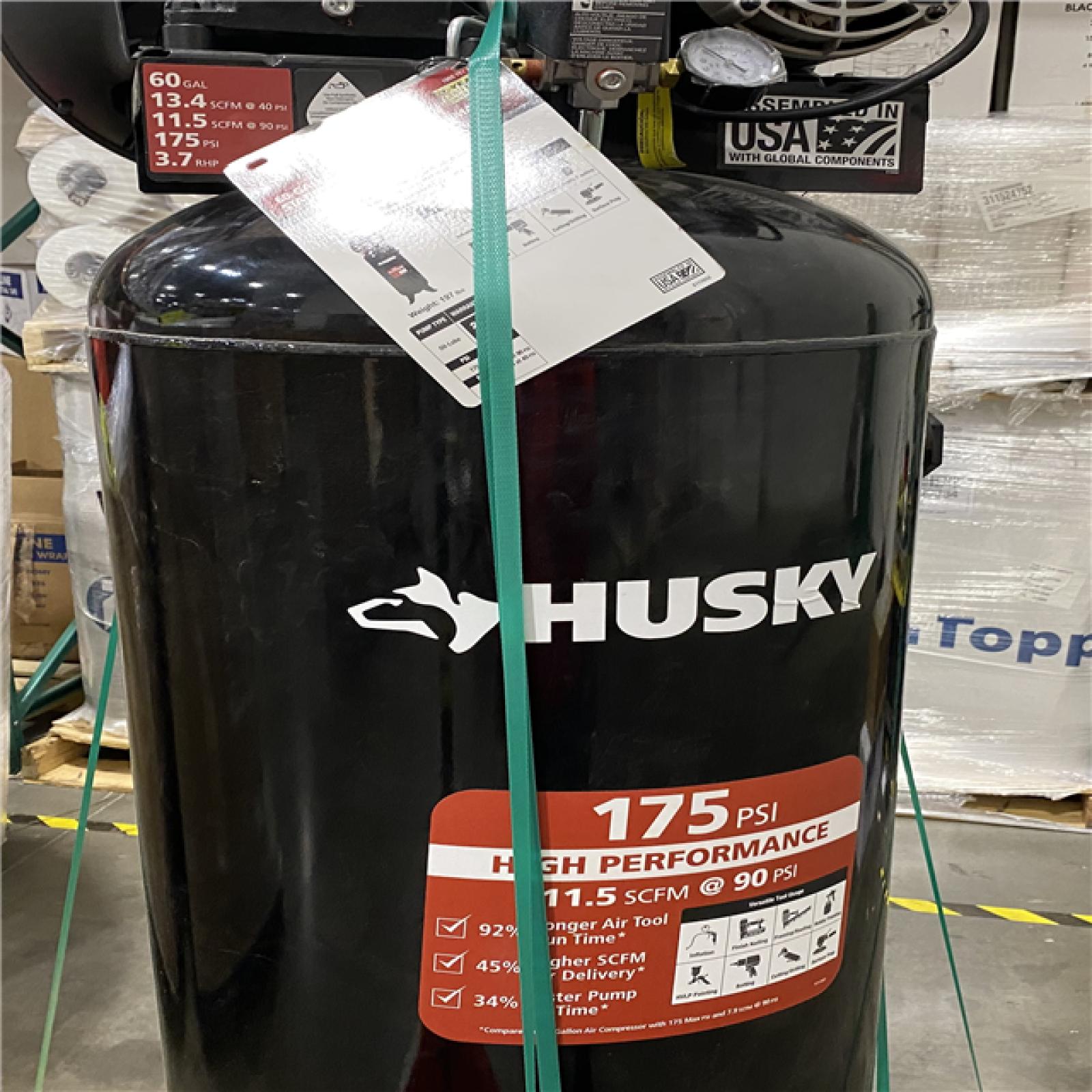 Dallas Location - As-Is  Husky 60 Gal. 3.7 HP 175 PSI Electric Air Compressor