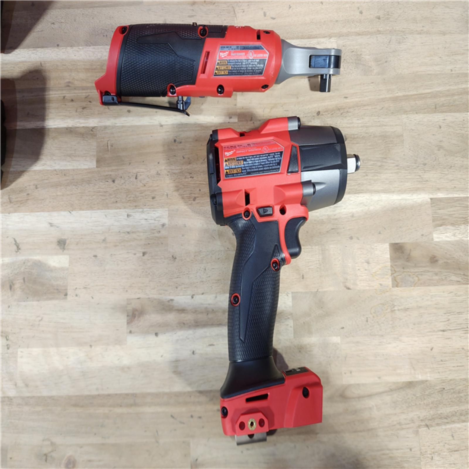 HOUSTON LOCATION - AS-IS (APPEARS LIKE NEW) M18 FUEL 18V Cordless Mid Torque 1/2 in. Impact Wrench W/ M12 FUEL 3/8 in. Ratchet & Battery/Charger Combo Kit