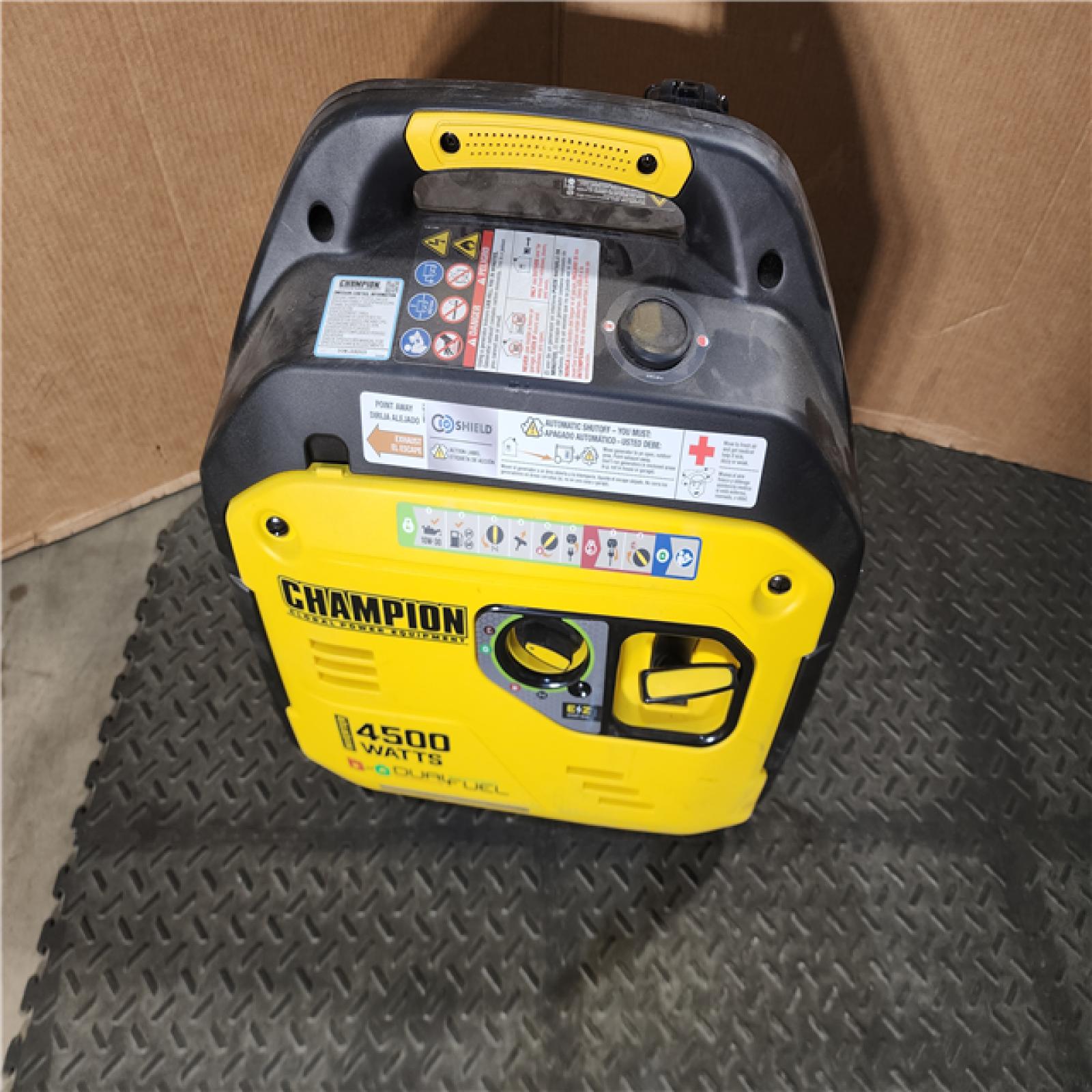 HOUSTON LOCATION - AS-IS CHAMPION 4500/3500-Watt Electric Start Gasoline/Propane Powered Dual Fuel Inverter Generator with Quiet Technology and CO Shield