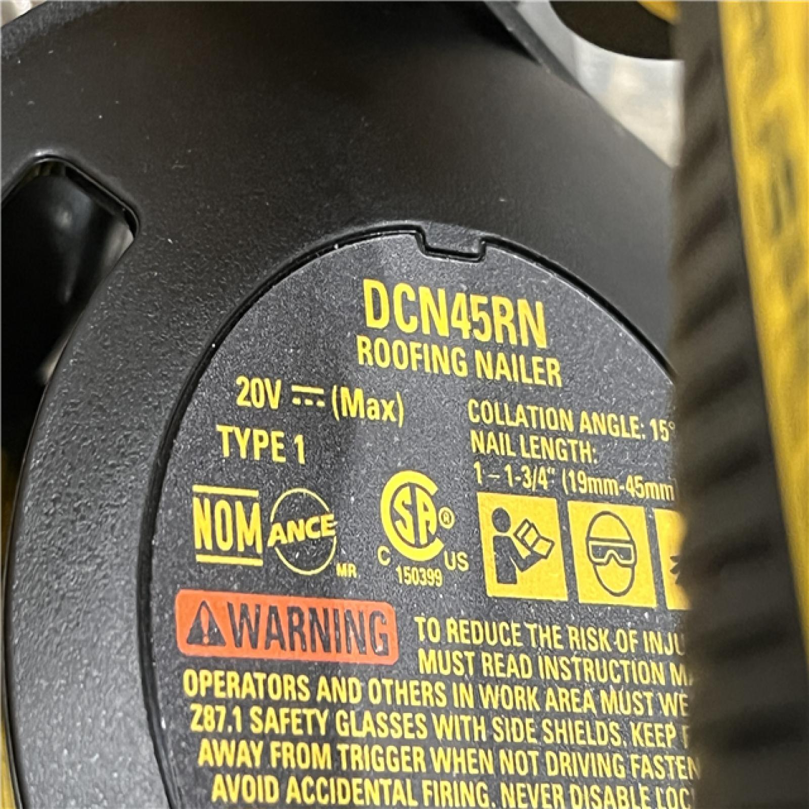 AS-IS DEWALT 20V MAX Lithium-Ion 15-Degree Electric Cordless Roofing Nailer Kit