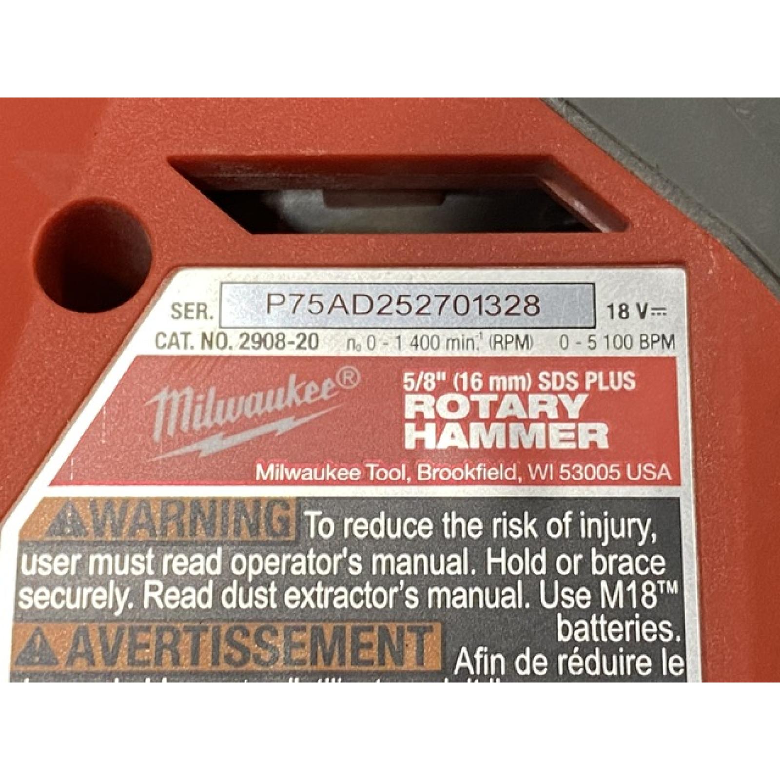 AS-IS Milwaukee FUEL 18V Lithium-Ion Brushless Cordless 5/8 in. SDS-Plus Rotary Hammer (Tool-Only)