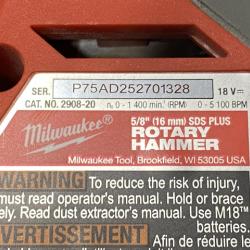 AS-IS Milwaukee FUEL 18V Lithium-Ion Brushless Cordless 5/8 in. SDS-Plus Rotary Hammer (Tool-Only)